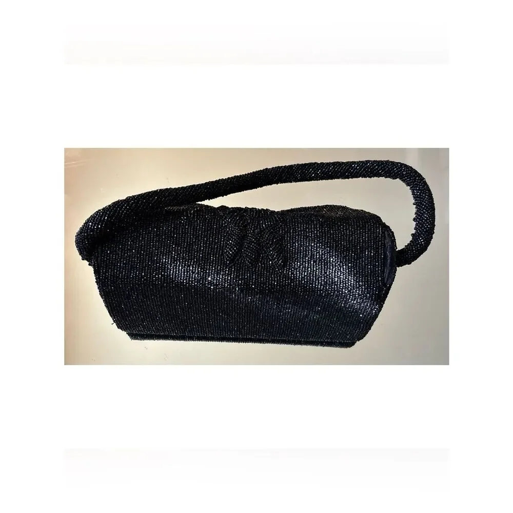 1950’s Delill Beaded Handbag Beaded Evening Clutch in Black ~ Stunning